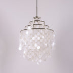 Boho Shell Disc Pendant Light, Chrome or Gold Frame