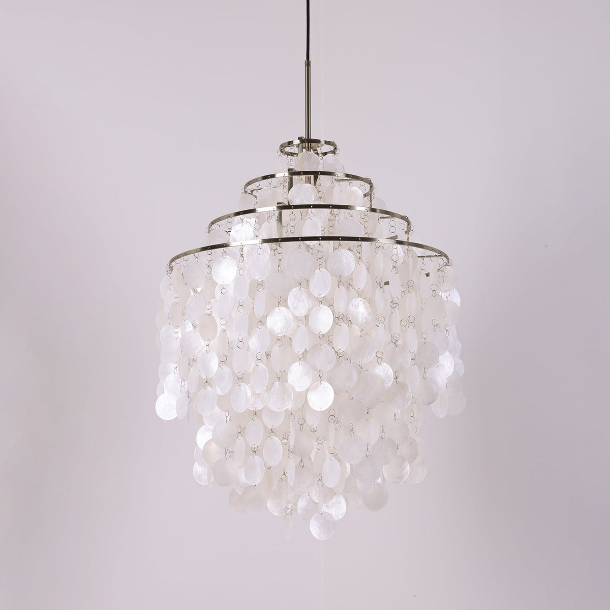 Boho Shell Disc Pendant Light, Chrome or Gold Frame