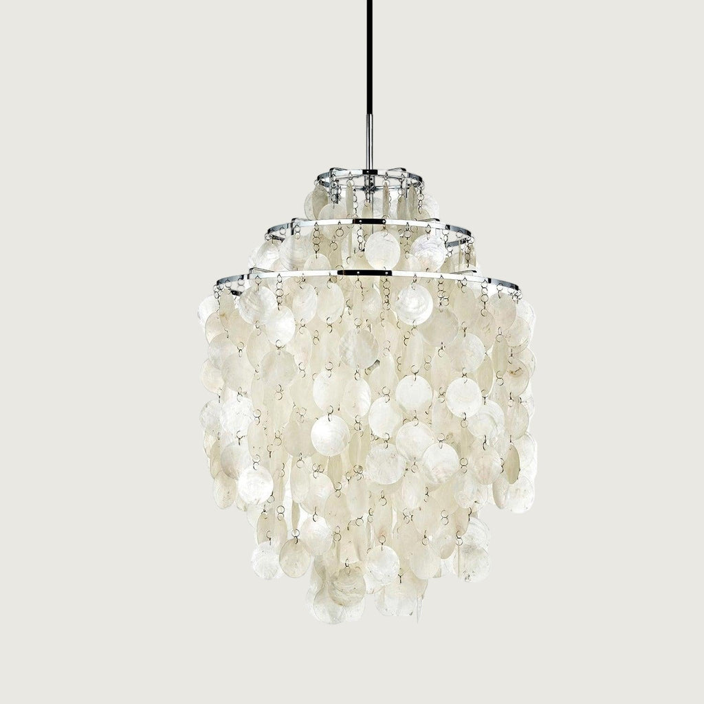 Boho Shell Disc Pendant Light, Chrome or Gold Frame