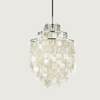 Boho Shell Disc Pendant Light, Chrome or Gold Frame