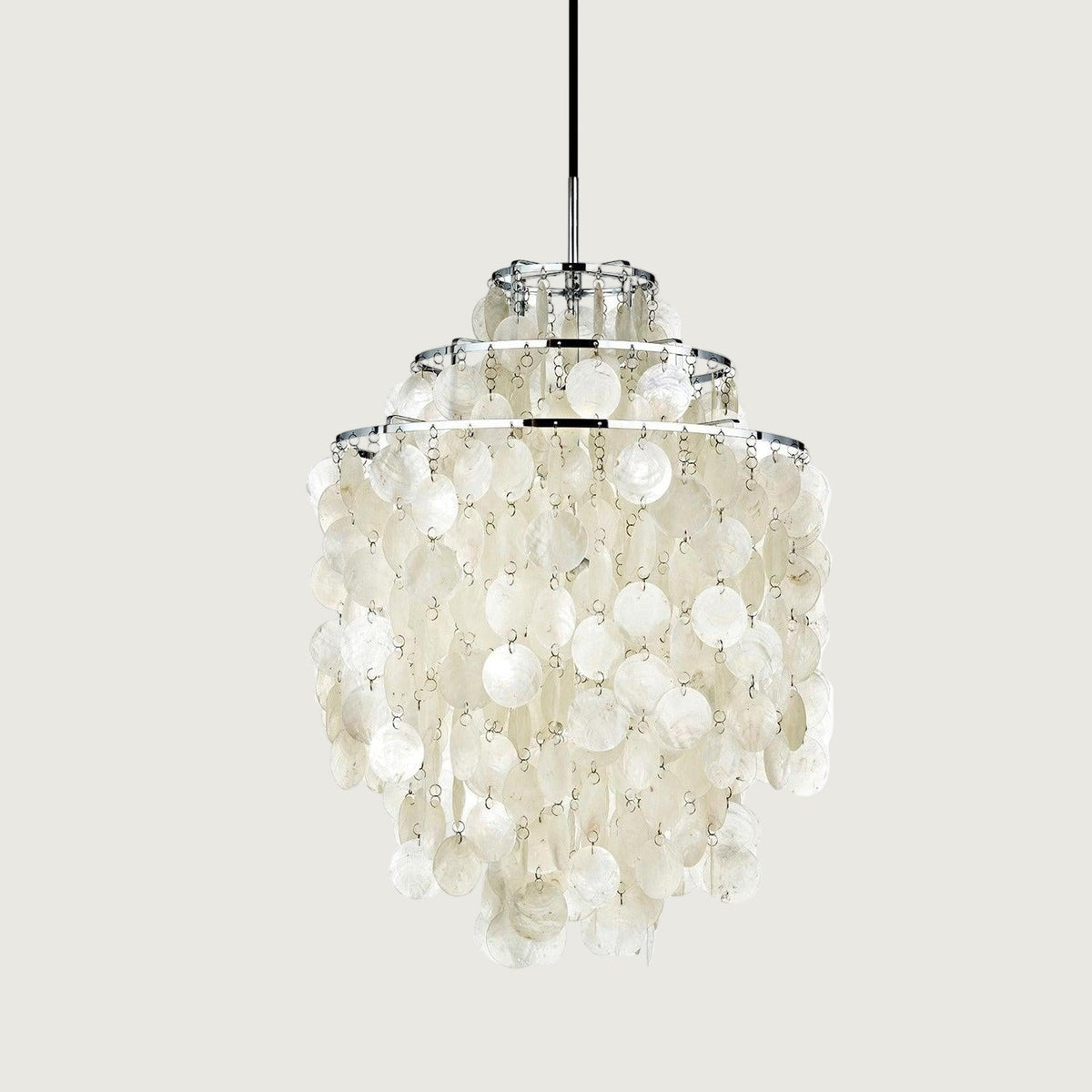 Boho Shell Disc Pendant Light, Chrome or Gold Frame