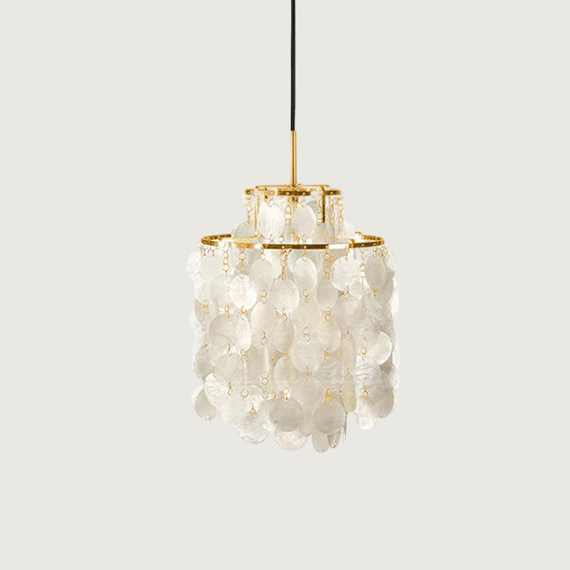 Boho Shell Disc Pendant Light, Chrome or Gold Frame