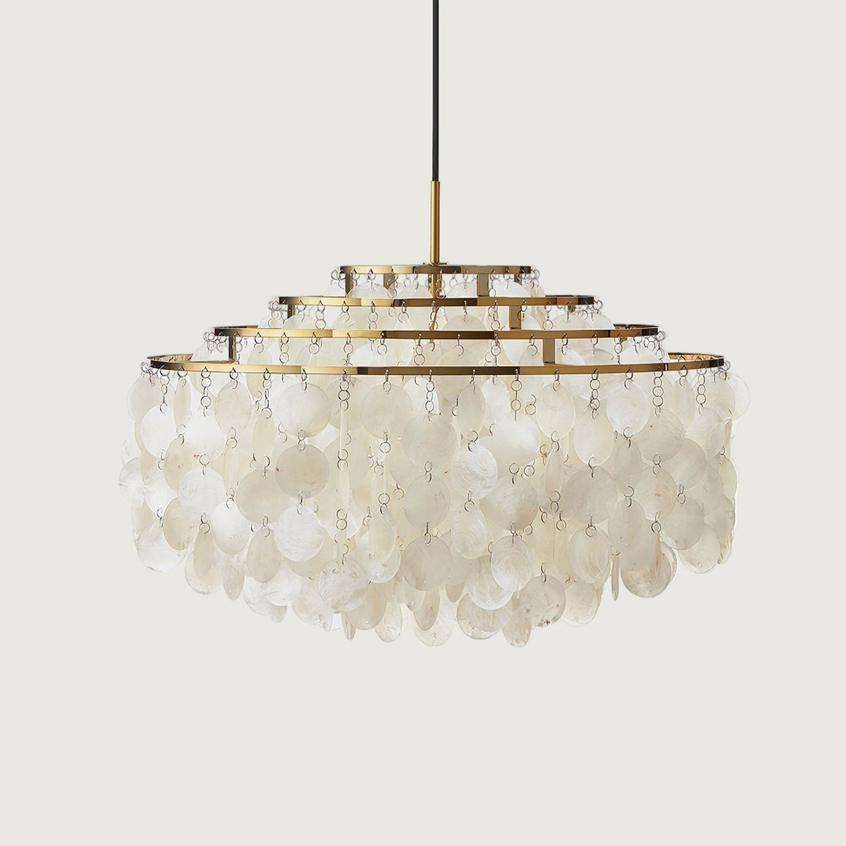 Boho Shell Disc Pendant Light, Chrome or Gold Frame