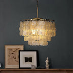 Boho Shell Disc Pendant Light, Chrome or Gold Frame