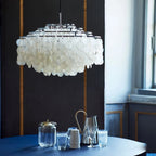 Boho Shell Disc Pendant Light, Chrome or Gold Frame