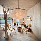 Boho Shell Disc Pendant Light, Chrome or Gold Frame
