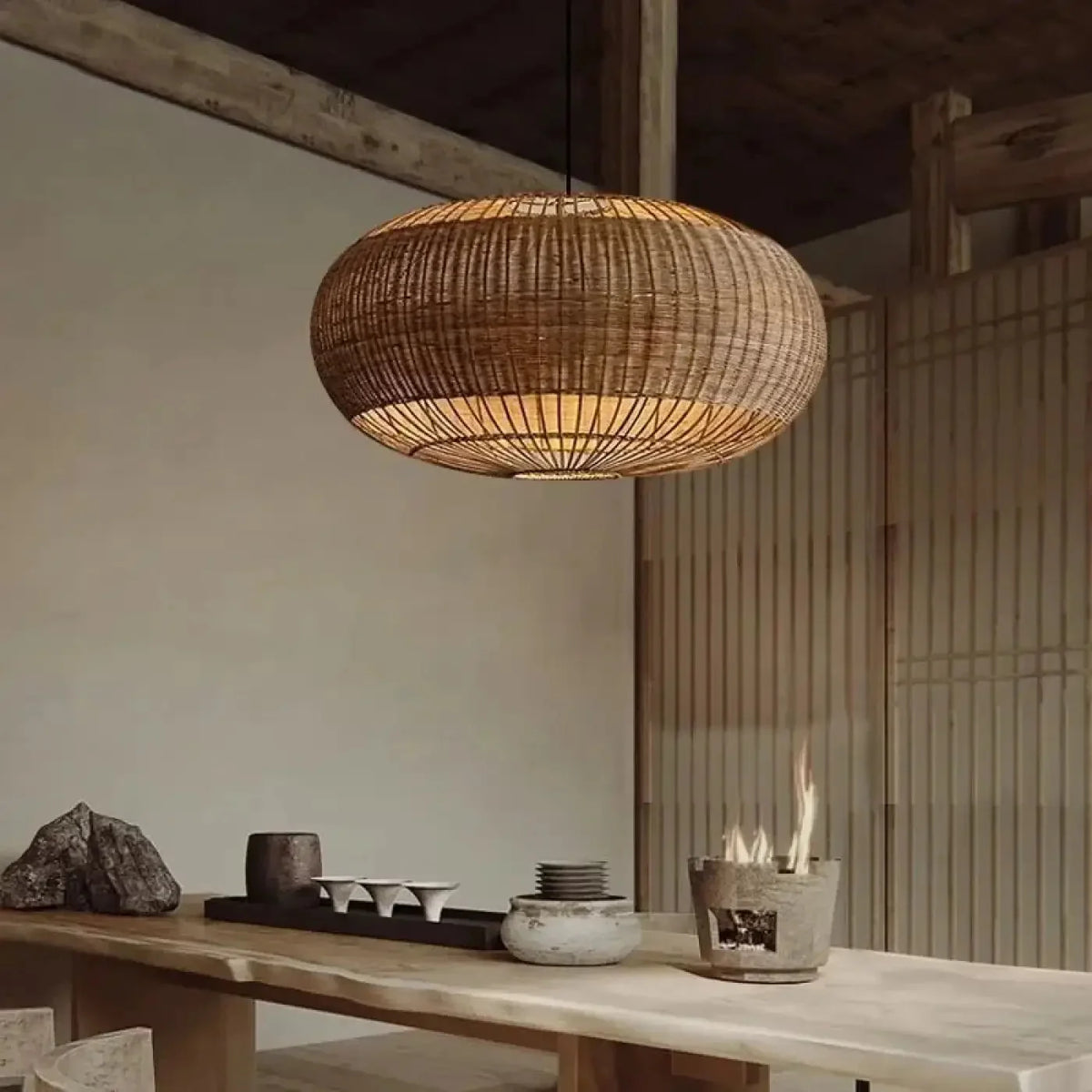 Woven Rattan Ellipse Pendant Light in Three Sizes