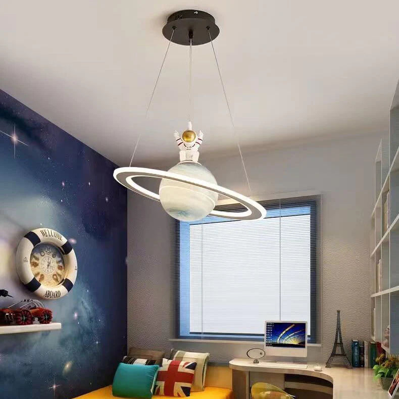 Kids Planet Pendant Light with Astronaut Figure, 45 cm