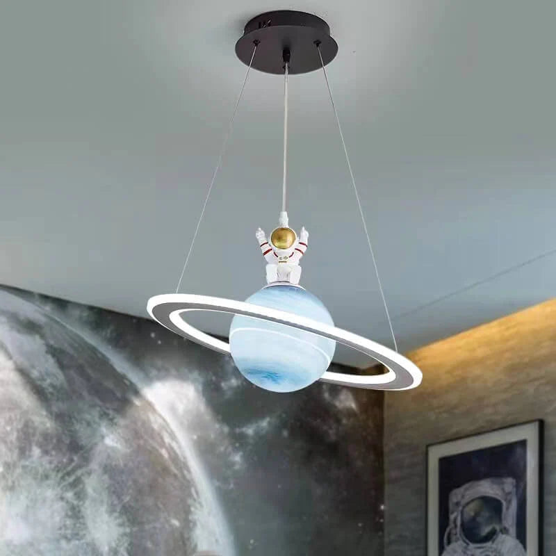 Kids Planet Pendant Light with Astronaut Figure, 45 cm