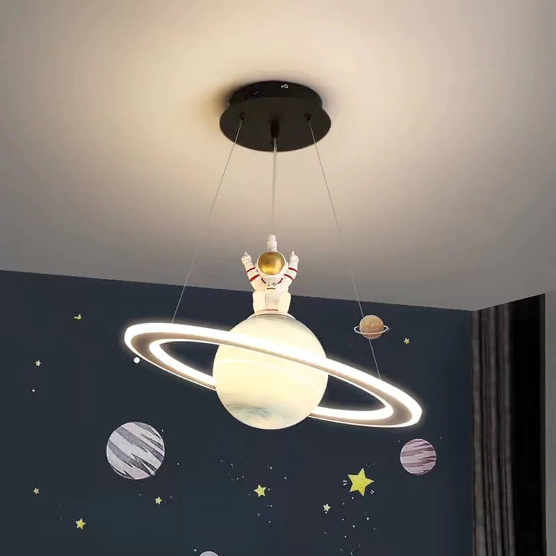 Kids Planet Pendant Light with Astronaut Figure, 45 cm