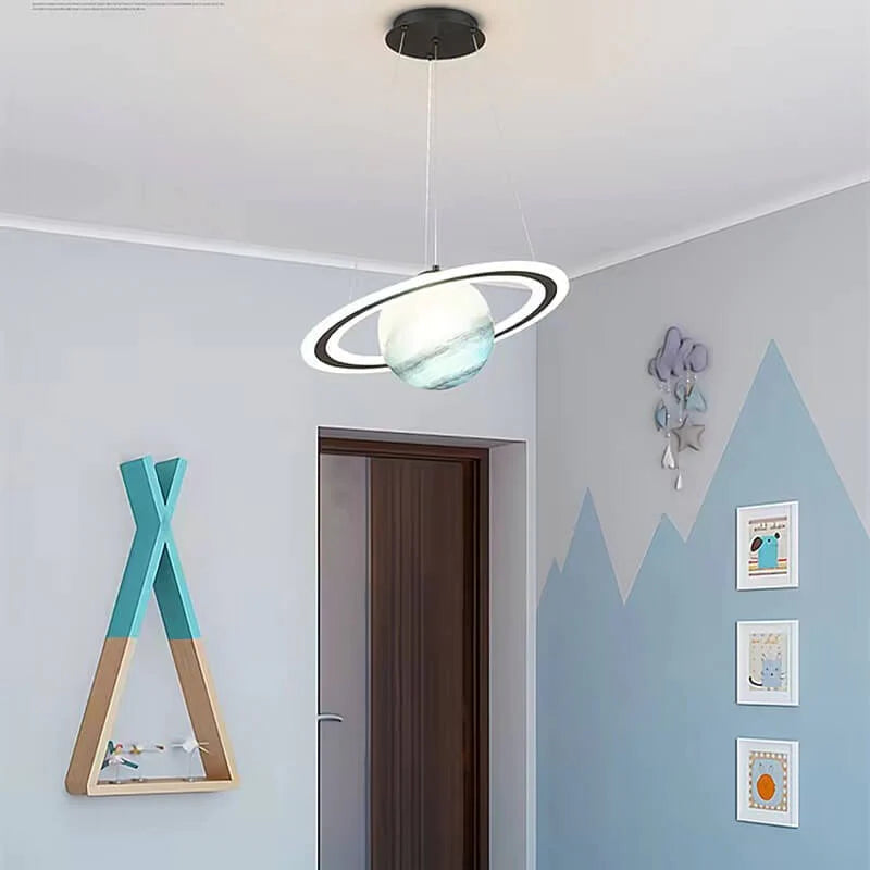 Kids Planet Pendant Light with Astronaut Figure, 45 cm