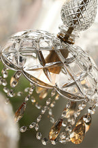Art Deco Crystal Pendant Light with Carved Glass Shade