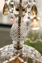 Art Deco Crystal Pendant Light with Carved Glass Shade