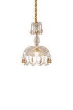 Art Deco Crystal Pendant Light with Carved Glass Shade