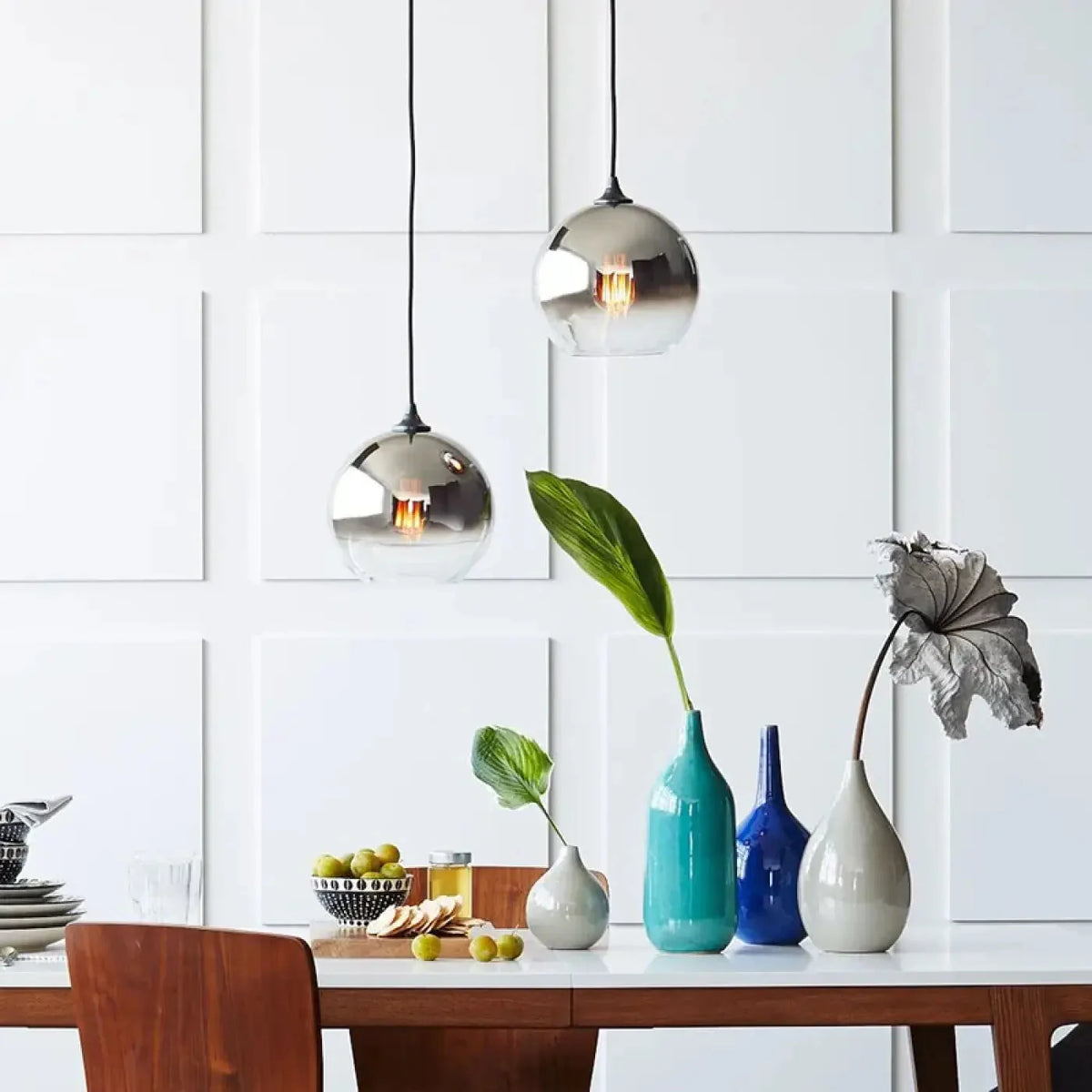 Mirrored Ombre Glass Globe Pendant Light