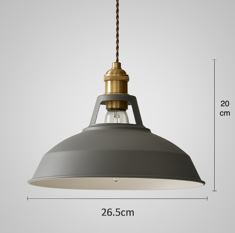 Industrial Dome Pendant Light in Colour with Braided Cable