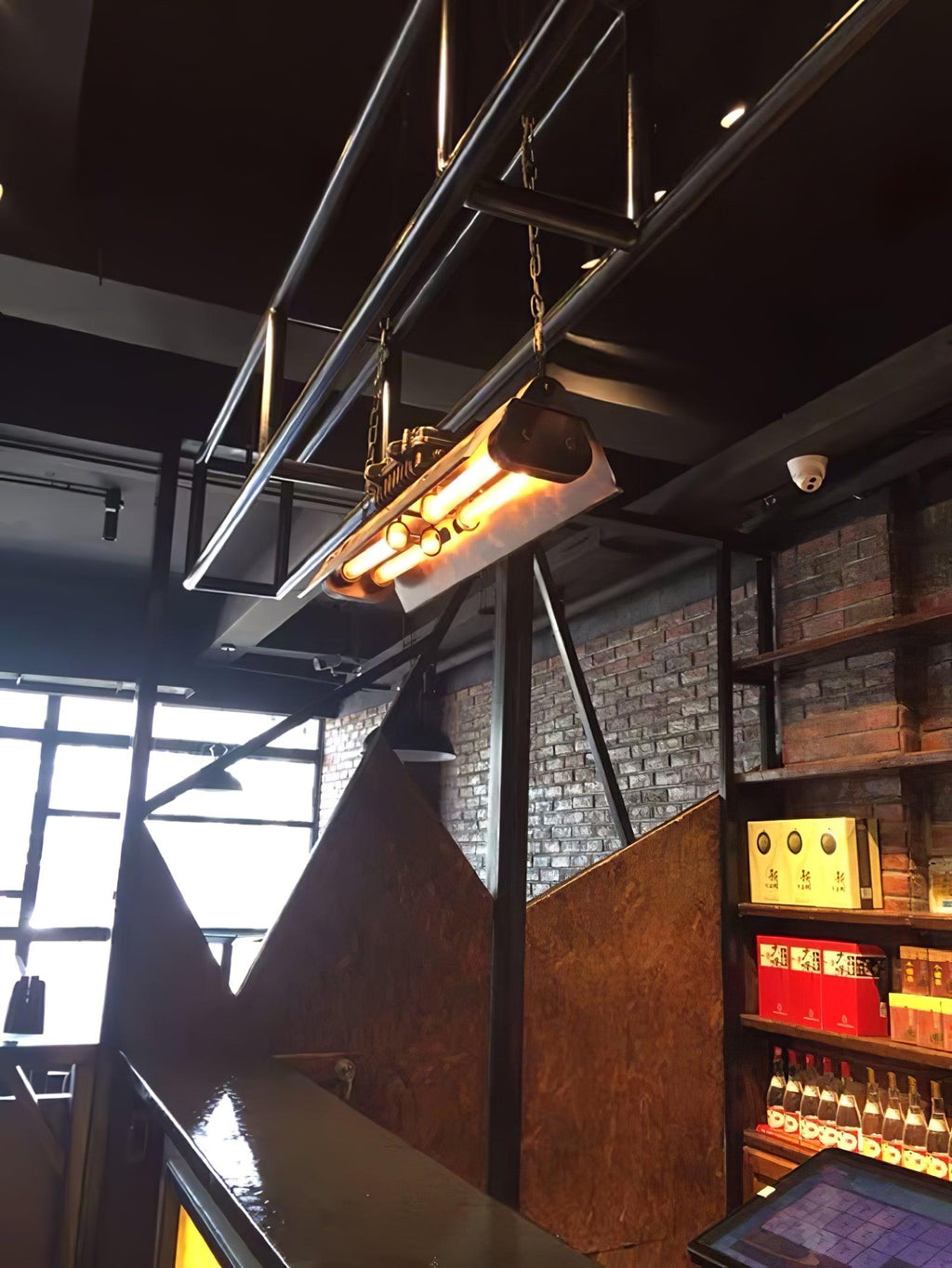 Industrial Rust-Effect Trough Pendant Light on Chain