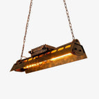 Industrial Rust-Effect Trough Pendant Light on Chain