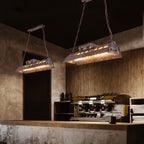 Industrial Rust-Effect Trough Pendant Light on Chain