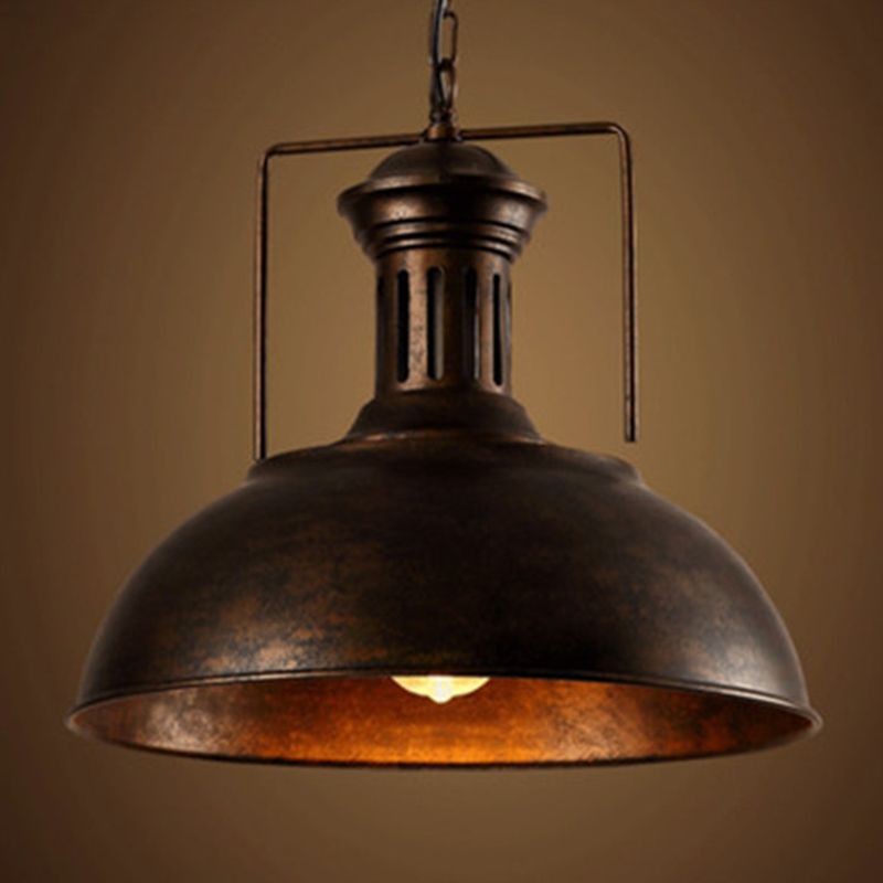 Industrial Metal Dome Pendant Light, Adjustable Drop