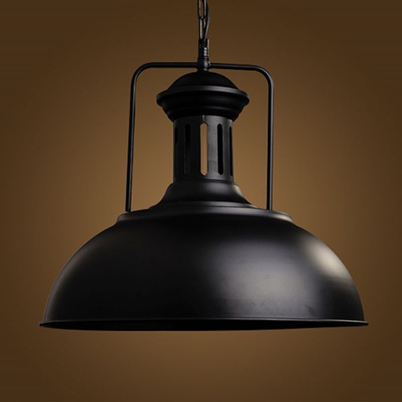 Industrial Metal Dome Pendant Light, Adjustable Drop
