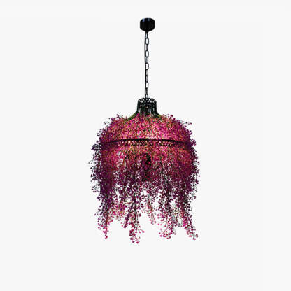 Industrial Pendant Light with Faux Trailing Plants, Adjustable Chain