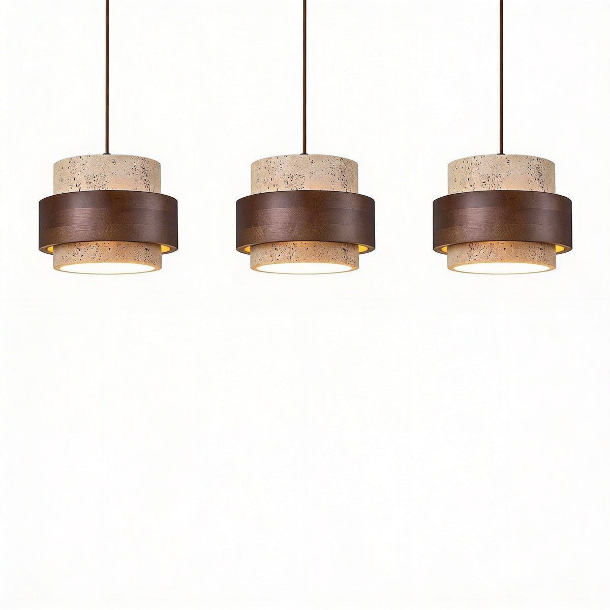 Japandi Travertine Cylinder Pendant Light, E27, 1 to 4 Lights