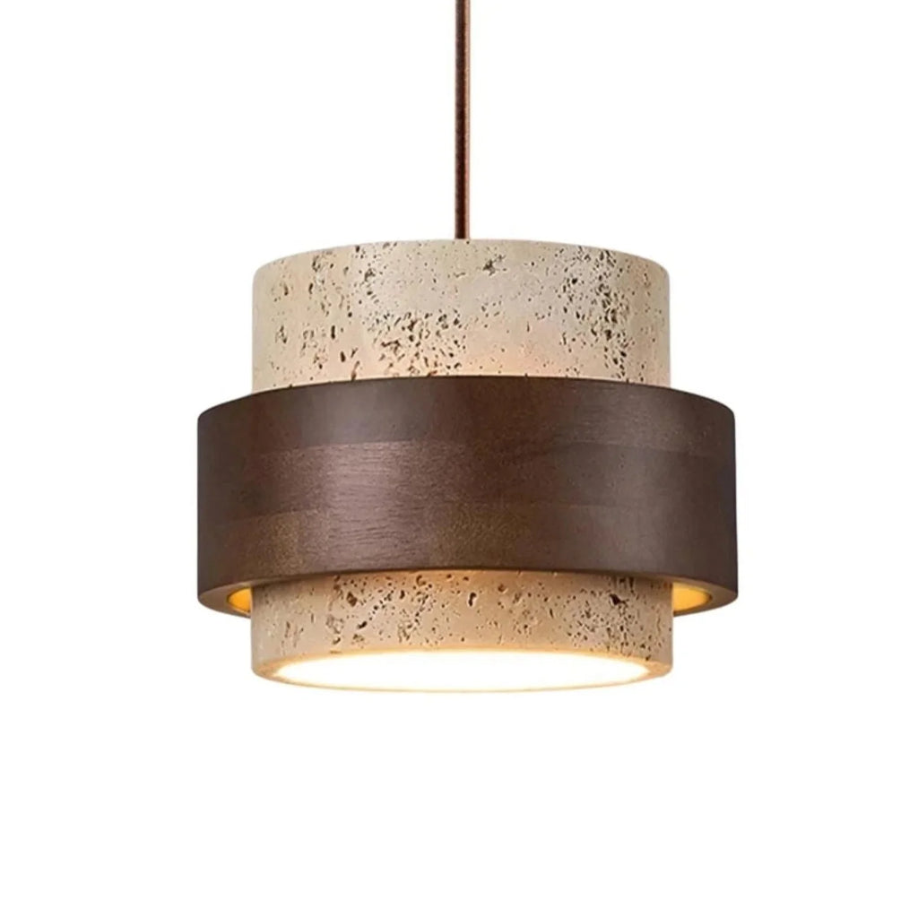 Japandi Travertine Cylinder Pendant Light, E27, 1 to 4 Lights