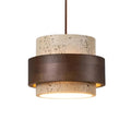 Japandi Travertine Cylinder Pendant Light, E27, 1 to 4 Lights