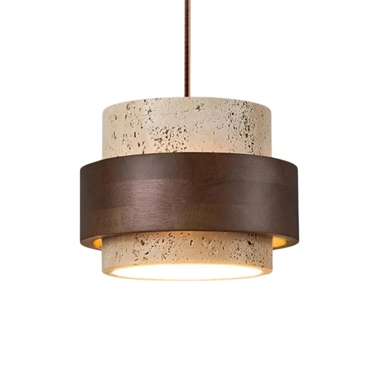 Japandi Travertine Cylinder Pendant Light, E27, 1 to 4 Lights