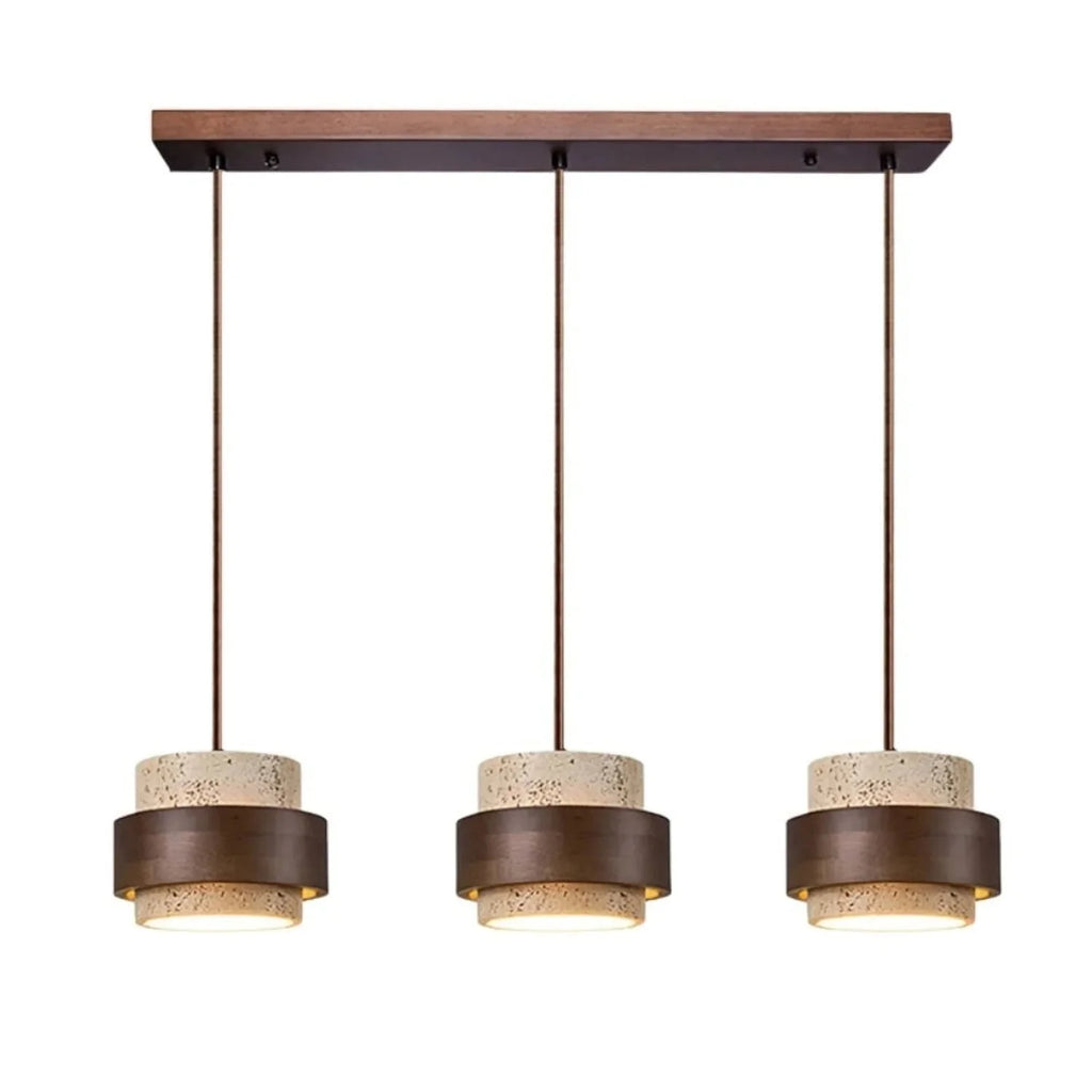 Japandi Travertine Cylinder Pendant Light, E27, 1 to 4 Lights