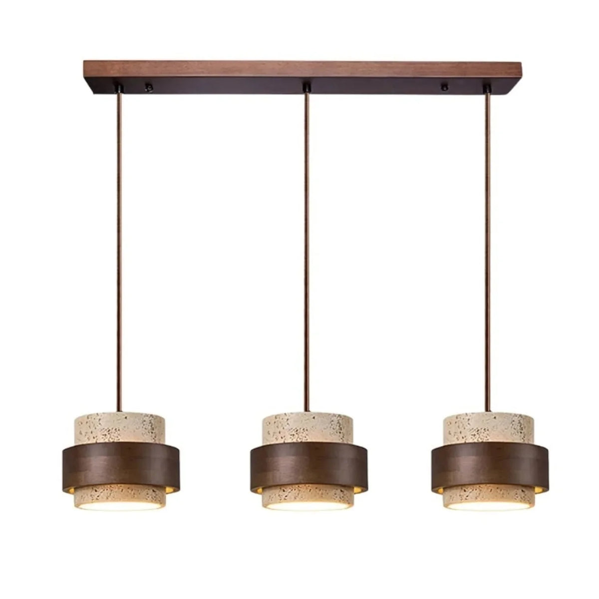 Japandi Travertine Cylinder Pendant Light, E27, 1 to 4 Lights