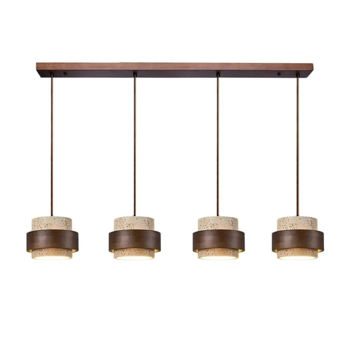 Japandi Travertine Cylinder Pendant Light, E27, 1 to 4 Lights