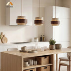 Japandi Travertine Cylinder Pendant Light, E27, 1 to 4 Lights