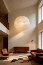 Japanese Washi Paper Globe Pendant Light, 120cm