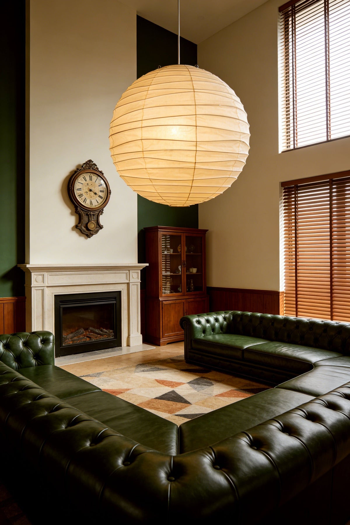 Japanese Washi Paper Globe Pendant Light, 120cm