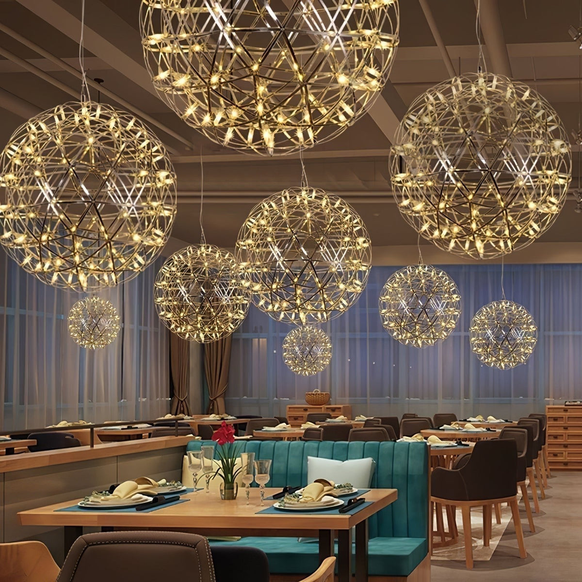 Modern Geometric Globe Pendant Light with Integrated LEDs