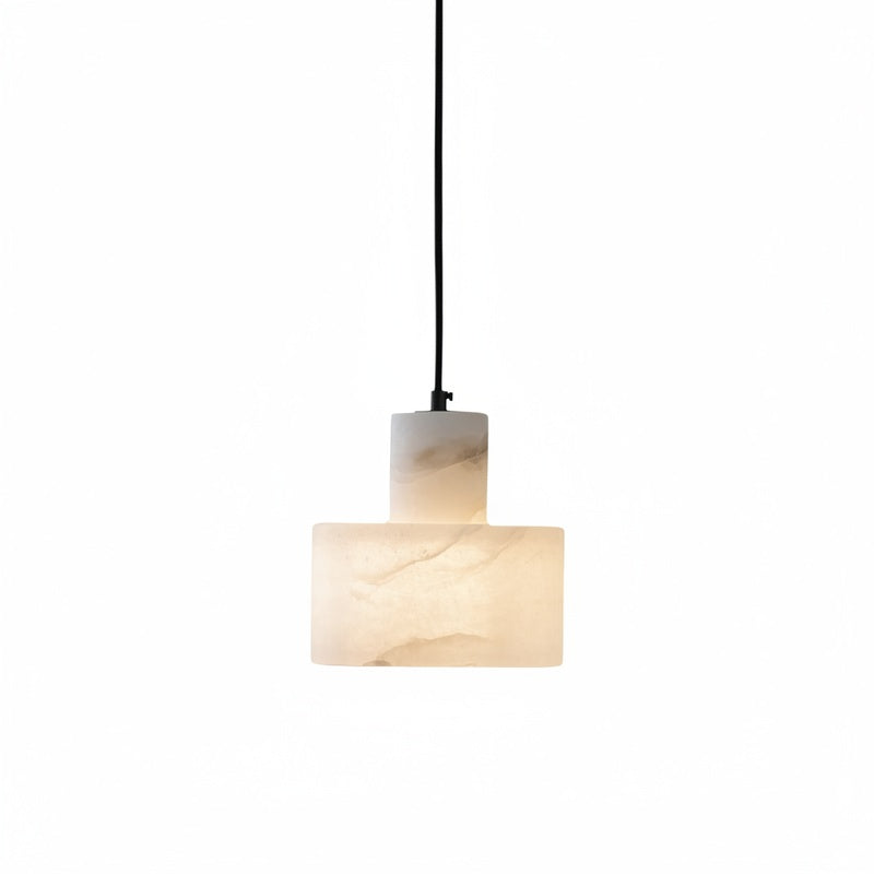 Alabaster Double Cylinder Pendant Light, Natural Stone