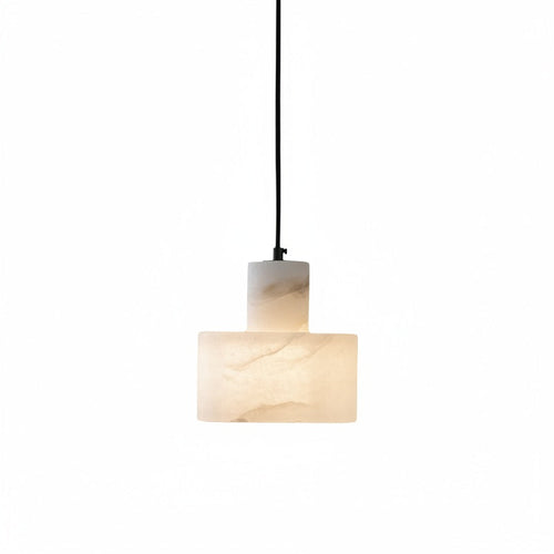 Alabaster Double Cylinder Pendant Light, Natural Stone