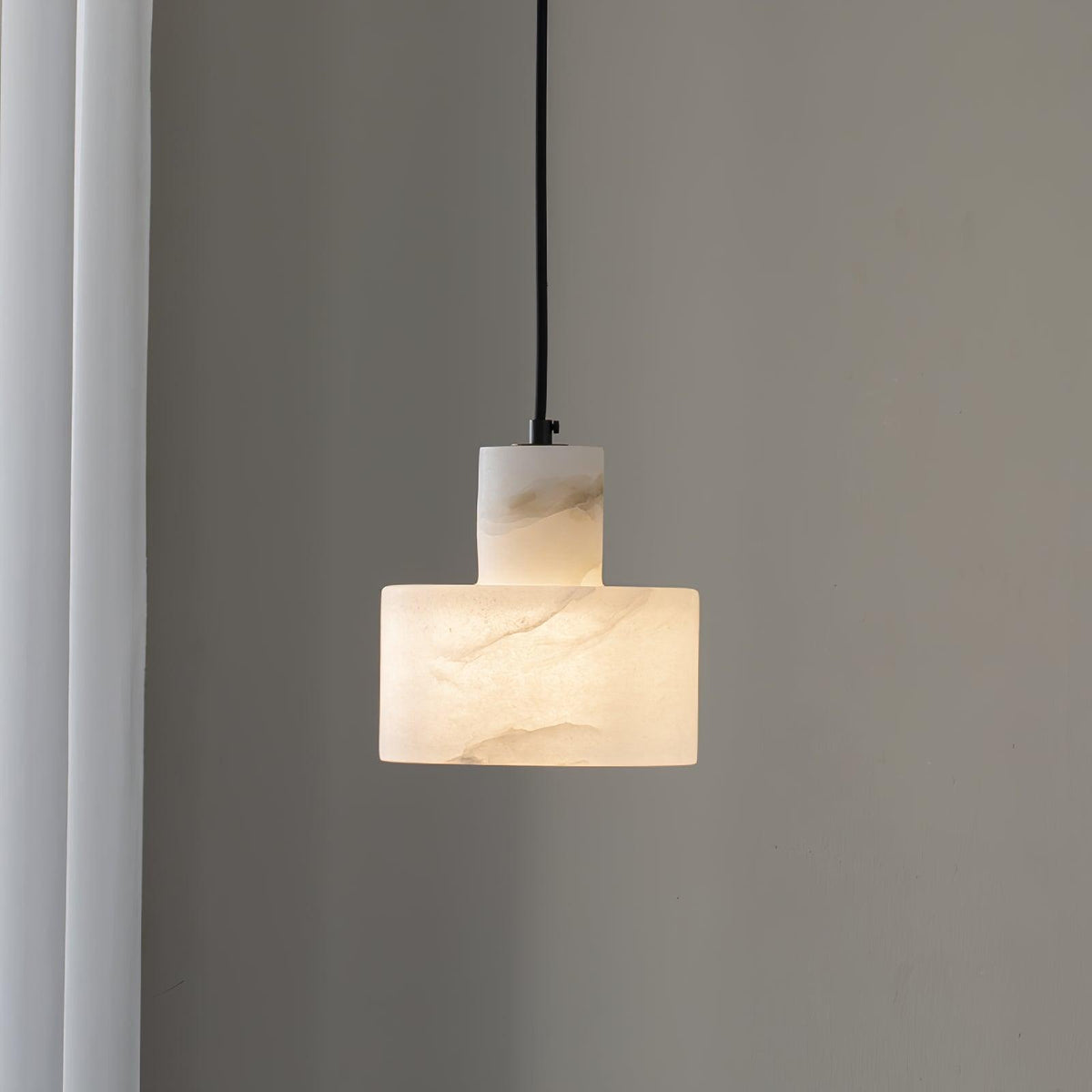 Alabastrowa lampa wisząca z podwójnym cylindrem, naturalny kamień