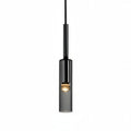 Minimalist Smoked Glass Tube Pendant Light, 42 cm
