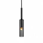 Minimalist Smoked Glass Tube Pendant Light, 42 cm