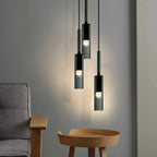 Minimalist Smoked Glass Tube Pendant Light, 42 cm