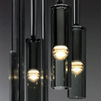 Minimalist Smoked Glass Tube Pendant Light, 42 cm