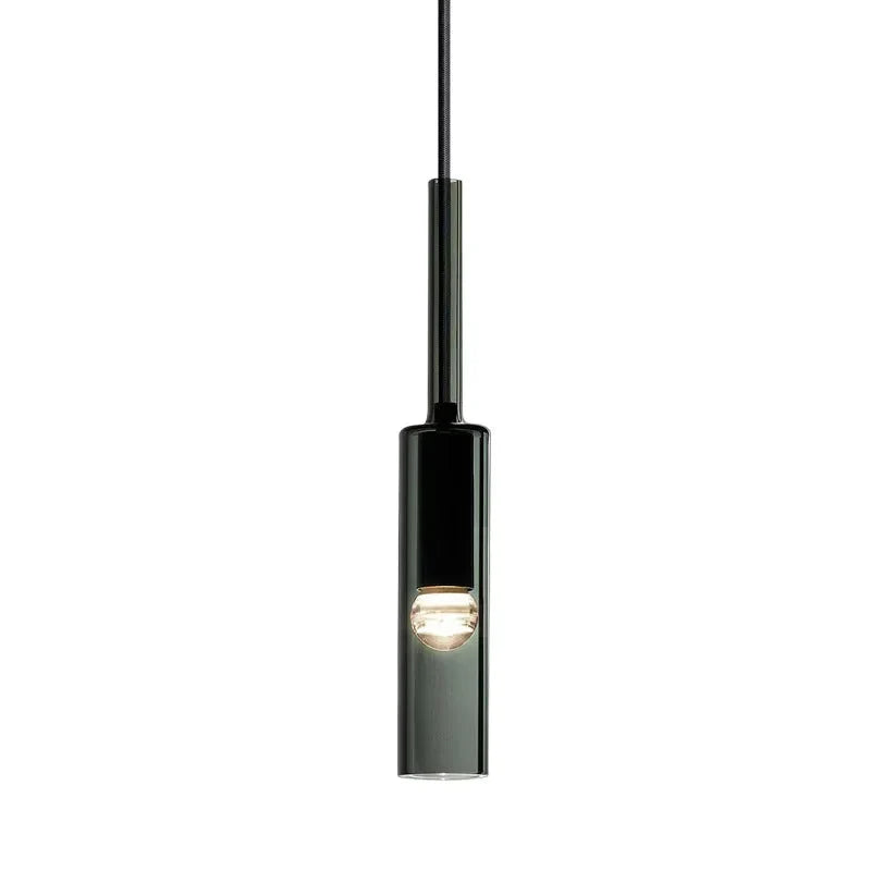 Minimalist Smoked Glass Tube Pendant Light, 42 cm