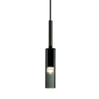 Minimalist Smoked Glass Tube Pendant Light, 42 cm