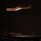 Minimalist Linear LED Pendant with Walnut Wood-Effect Finish