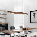 Minimalist Linear LED Pendant with Walnut Wood-Effect Finish