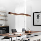 Minimalist Linear LED Pendant with Walnut Wood-Effect Finish