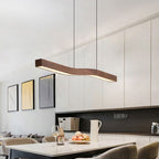 Minimalist Linear LED Pendant with Walnut Wood-Effect Finish